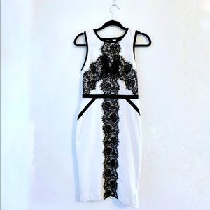 Nicole Miller White MIDI Dress with lace detail